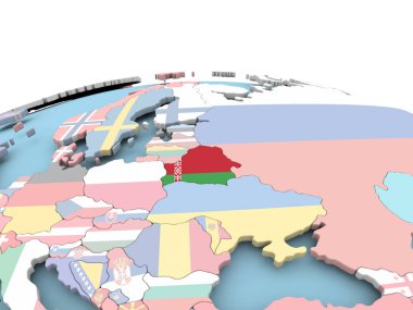 Beyaz Rusya bayrağı parlak dünya üzerinde