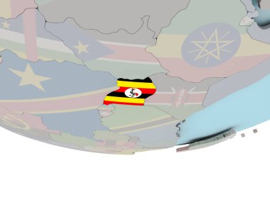 Uganda bayrağıyla dünya üzerinde