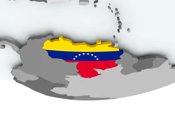 Venezuela met vlag op de wereldbol — Stockfoto