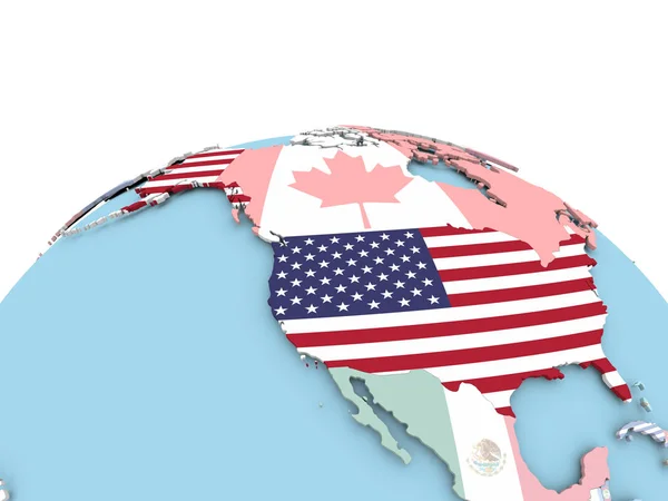 Vlag van de Verenigde Staten op heldere globe — Stockfoto