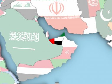 Dünya üzerinde bayrak ile Güney Sudan Haritası