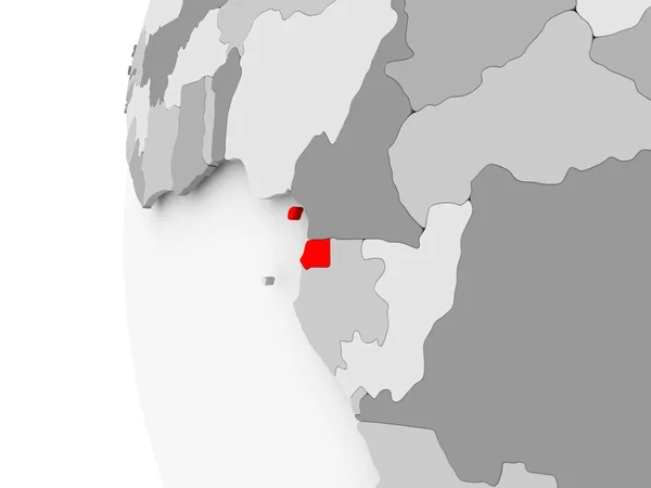 Equatorial Guinea on grey globe — Stock Photo, Image