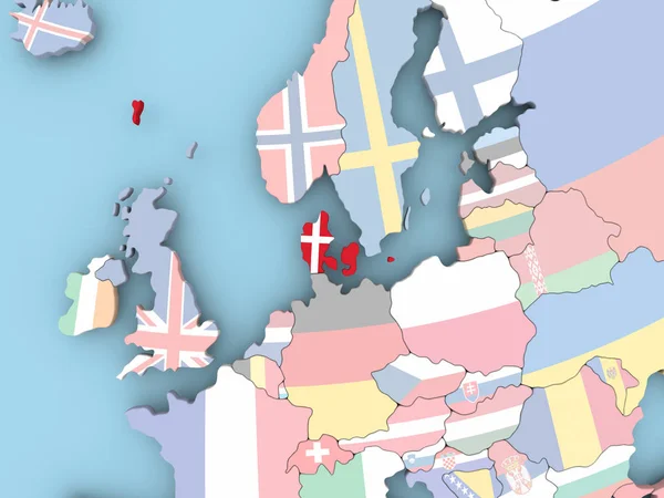 Map of Belgium with flag on globe — Stock Photo, Image
