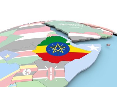 Etiyopya bayrağı parlak dünya üzerinde