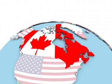 Kanada bayrağı parlak dünya üzerinde