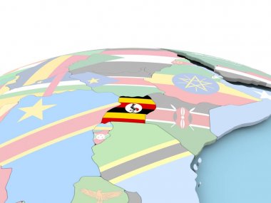 Uganda bayrağı parlak dünya üzerinde