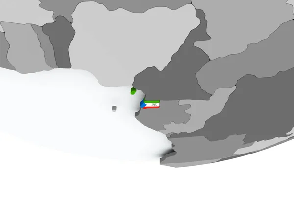 Guinea Equatoriale con bandiera sul globo — Foto Stock