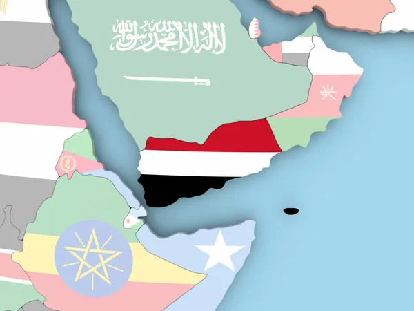 Map of Somalia with flag on globe — Stock Photo, Image