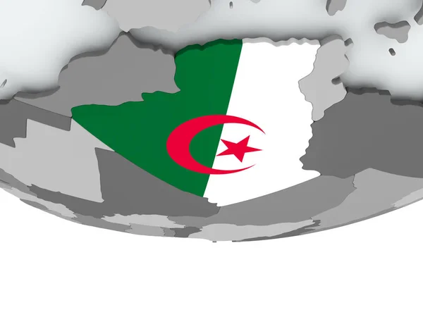 Алжир с флагом на глобусе — стоковое фото