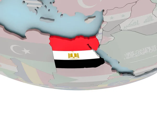 Egypt s vlajkou na zeměkouli — Stock fotografie