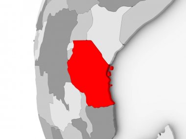 Tanzanya üzerinde gri Küre