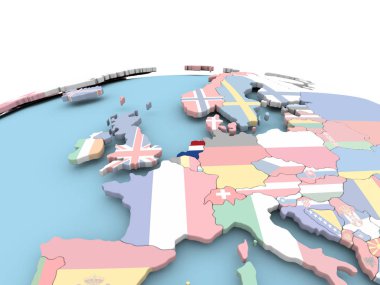 Hollanda bayrağı parlak dünya üzerinde
