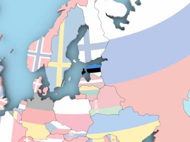 Dünya üzerinde bayrak ile Sırbistan Haritası