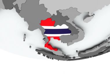 Dünya üzerinde bayrak ile Tayland