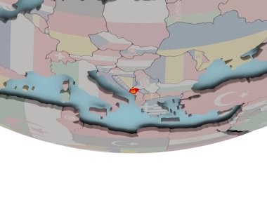 Dünya üzerinde bayrak ile Karadağ
