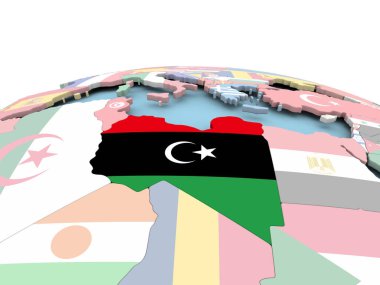 Libya bayrağı parlak dünya üzerinde