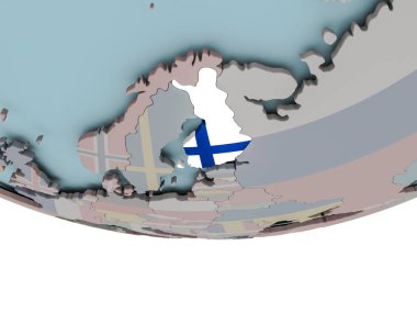 Dünya üzerinde bayrak ile Finlandiya