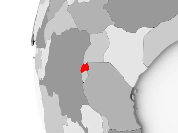 Rwanda on grey globe — Stock Photo, Image