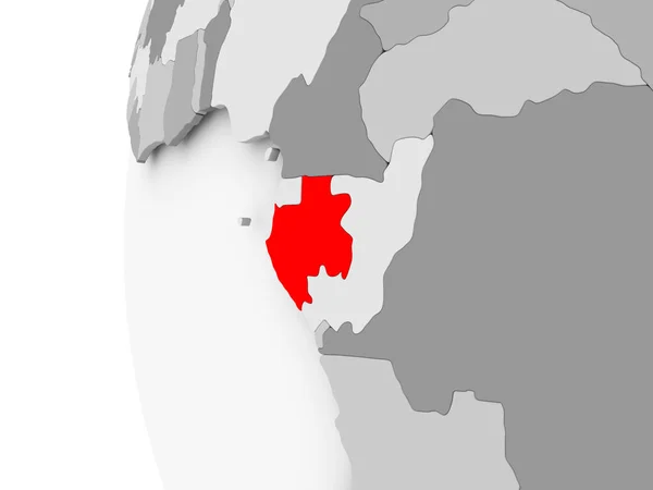 Gabon op de grijze globe — Stockfoto