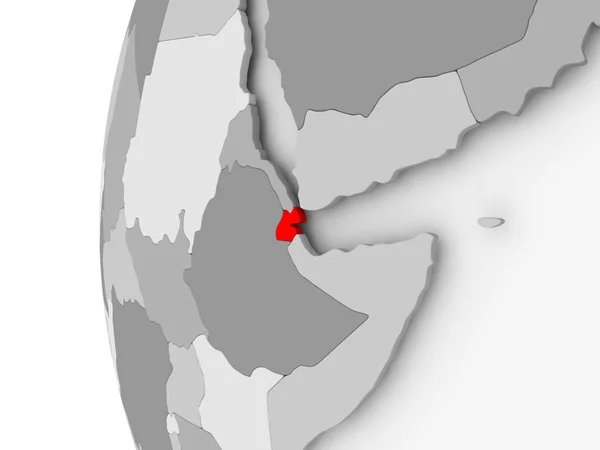 Djibouti på grå jordglob — Stockfoto