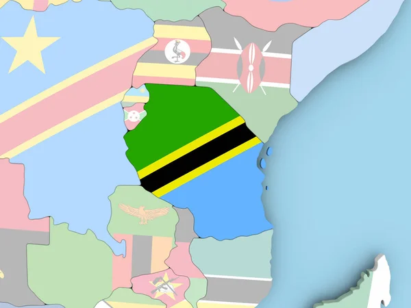 Mappa dello Swaziland con la bandiera sul globo — Foto Stock