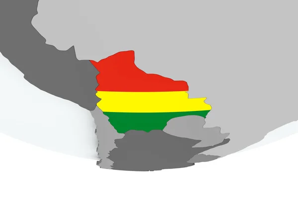 Bolivia con bandiera sul globo — Foto Stock