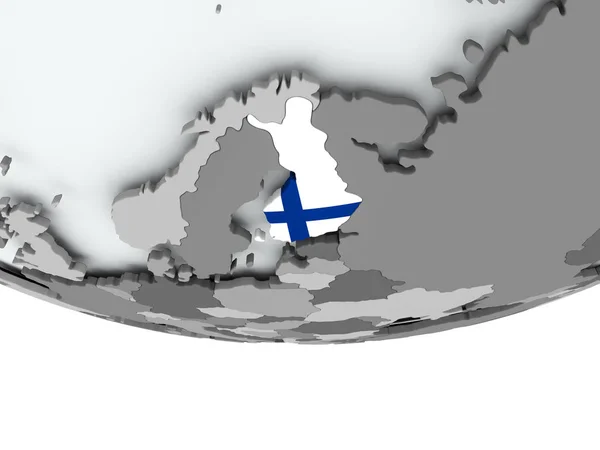 Finland with flag on globe — Stock Photo, Image