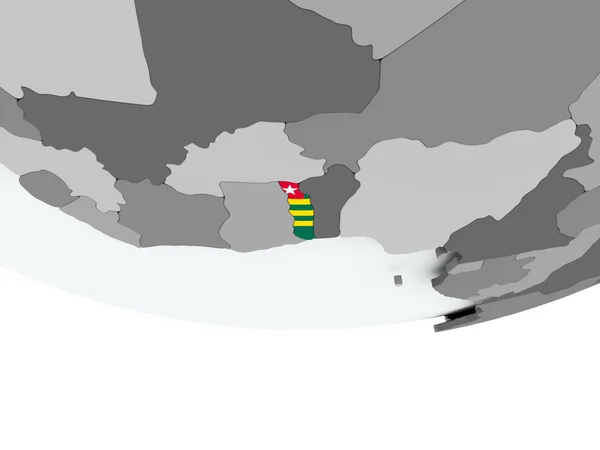 Togo with flag on globe — Stock Photo, Image