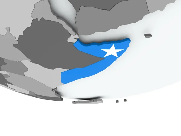 Somalia con bandiera sul globo — Foto Stock
