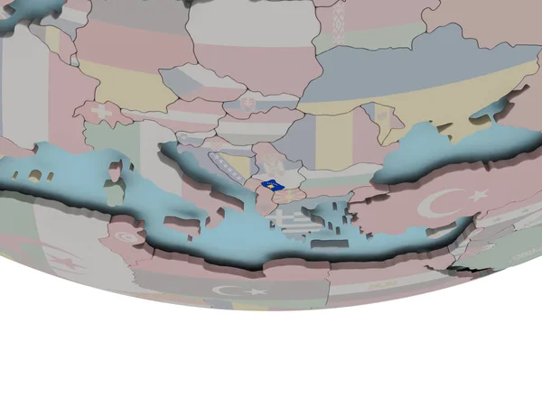 科索沃与地球上的标志 — 图库照片