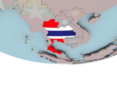 Dünya üzerinde bayrak ile Tayland