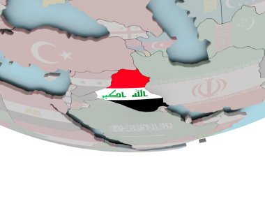 Irak dünya üzerinde bayrak ile