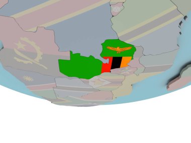 Zambiya Dünya üzerinde bayrak ile