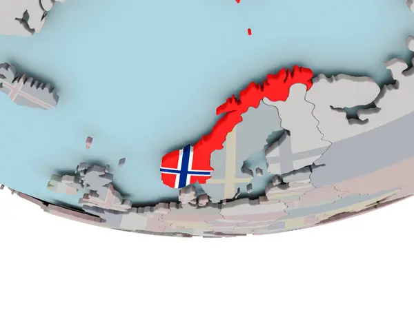 Noorwegen met de vlag op de wereldbol — Stockfoto