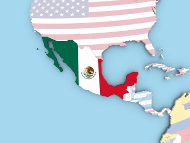 Endonezya Haritası dünya üzerinde bayrak ile