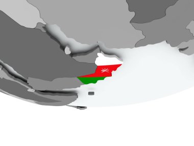 Dünya üzerinde bayrak ile Umman