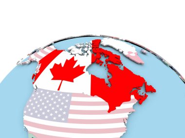 Kanada bayrağı parlak dünya üzerinde