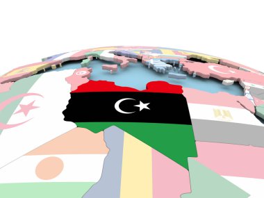Libya bayrağı parlak dünya üzerinde
