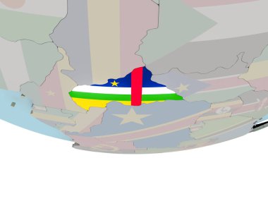 Orta Afrika Dünya üzerinde bayrak ile