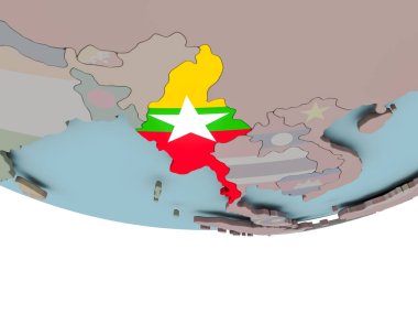 Myanmar bayrağı dünya üzerinde