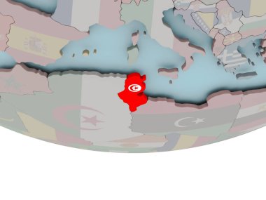 Tunus dünya üzerinde bayrak ile