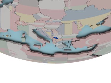 Dünya üzerinde bayrak ile Kosova