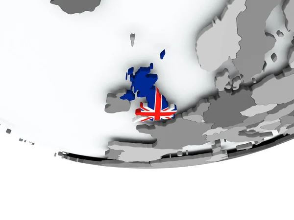 United Kingdom with flag on globe — Stock Photo, Image