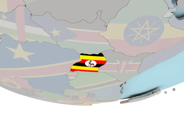 Уганда з прапором по всьому світу — стокове фото