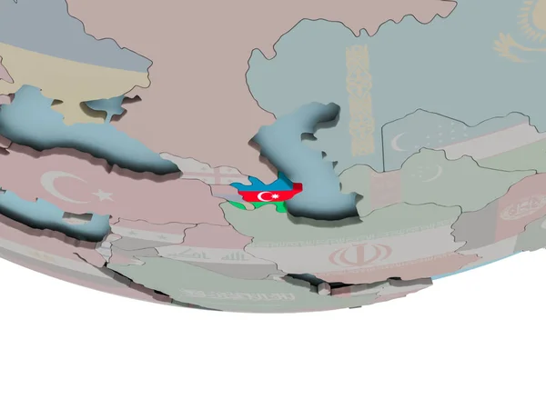 Azerbaiyán con bandera en el globo —  Fotos de Stock