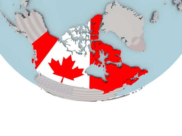 Kanada Dünya üzerinde bayrak ile — Stok fotoğraf