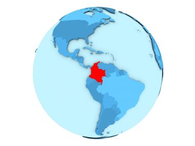 Kolombiya izole mavi dünya üzerinde