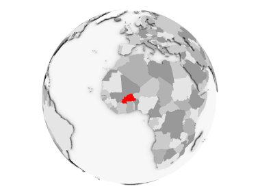Burkina Faso gri Globe izole