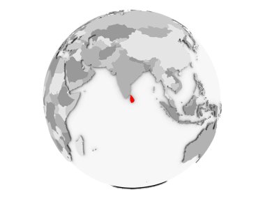 Sri Lanka gri Globe izole