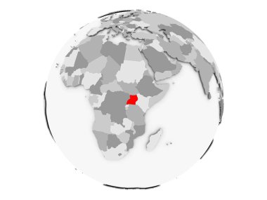 Uganda gri Globe izole